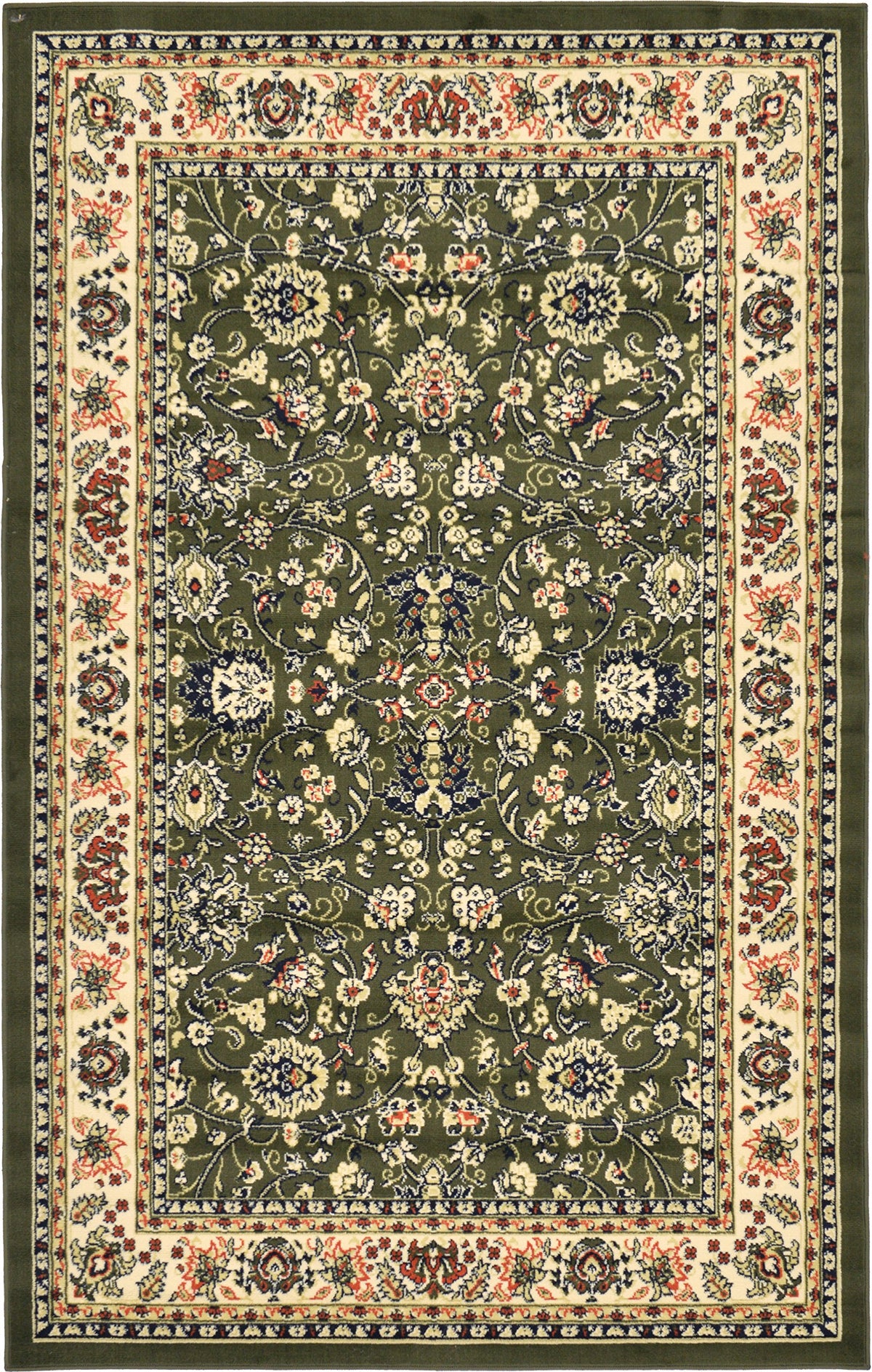 Unique Loom Sialk Hill Collection Area Rug - Washington (5 3 x 8 Rectangle Green/Hunter Green)