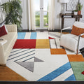 SAFAVIEH Hollywood Collection 10 Square Ivory/Peacock Blue HLW709B Mid-Century Modern Non-Shedding Living Room Dining Bedroom A