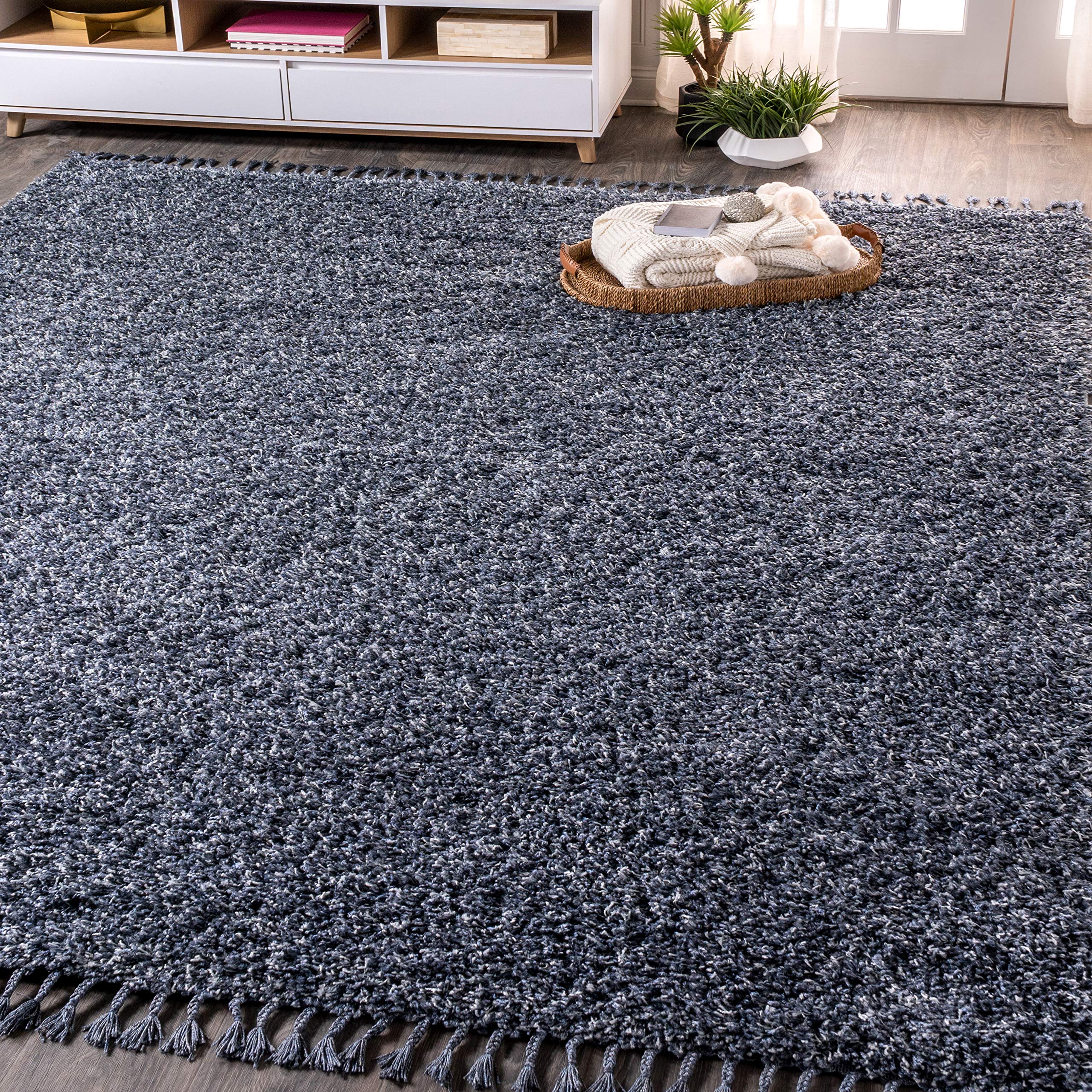 JONATHAN Y MCR100C-8 Mercer Shag Plush Tassel Indoor Area-Rug Bohemian Modern Contemporary Solid Easy-Cleaning Bedroom Kitchen L