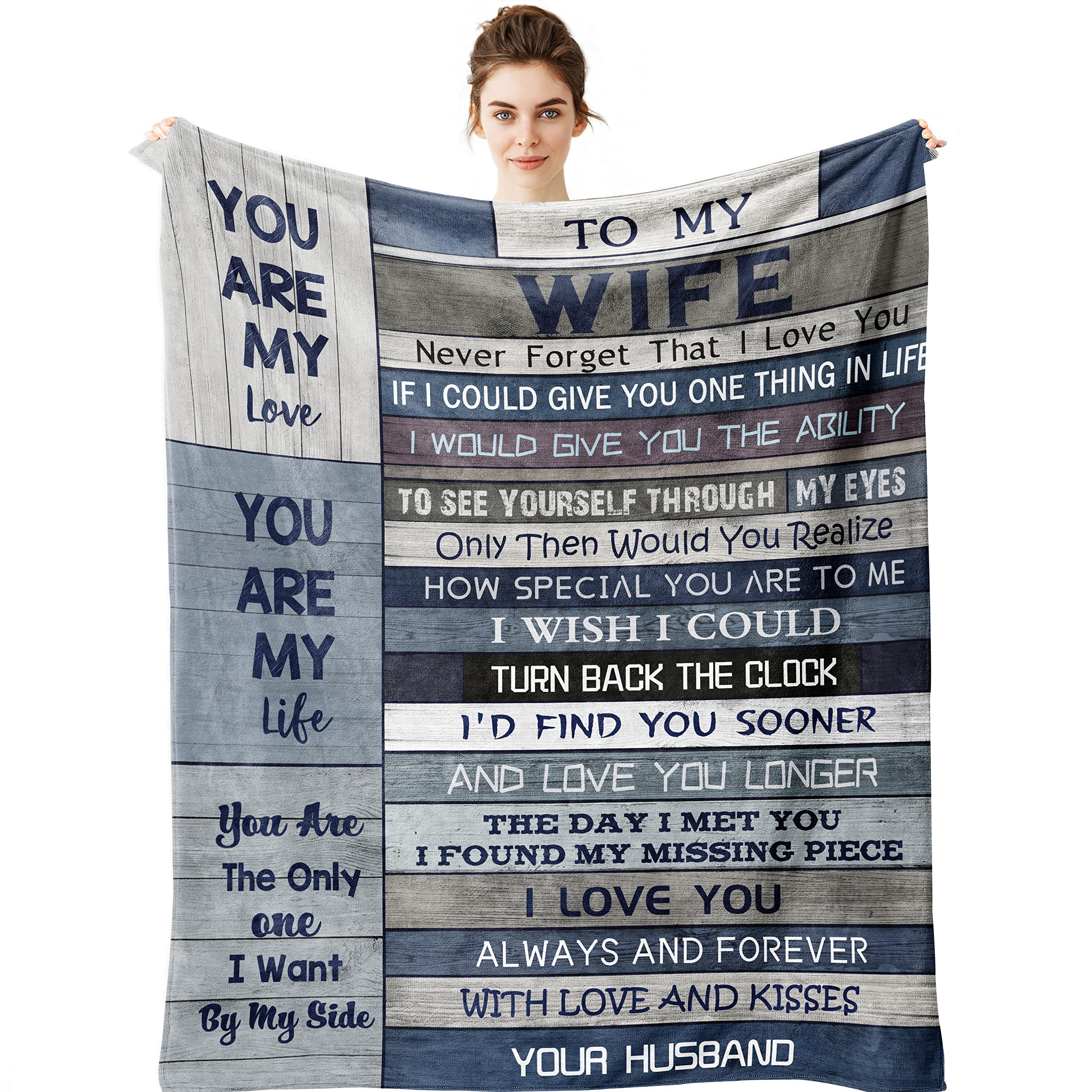 Yamco Wife Gifts From Husband - Gifts For Her Wife 60' X 50' Blankets - I Love You Romantic Gifts For Women - Cool Birthday Gi
