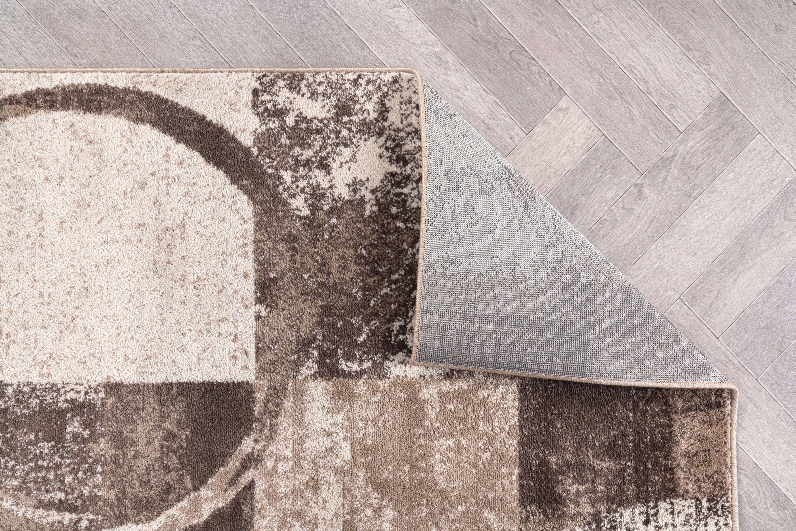 Rugshop Contemporary Abstract Circle Design Soft Area Rug 2' X 3' Brown