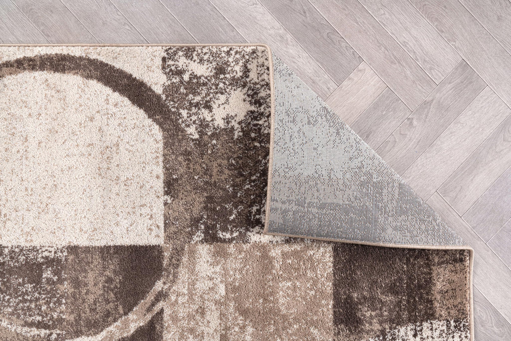 Rugshop Contemporary Abstract Circle Design Soft Area Rug 6' 6'' X 9' Brown