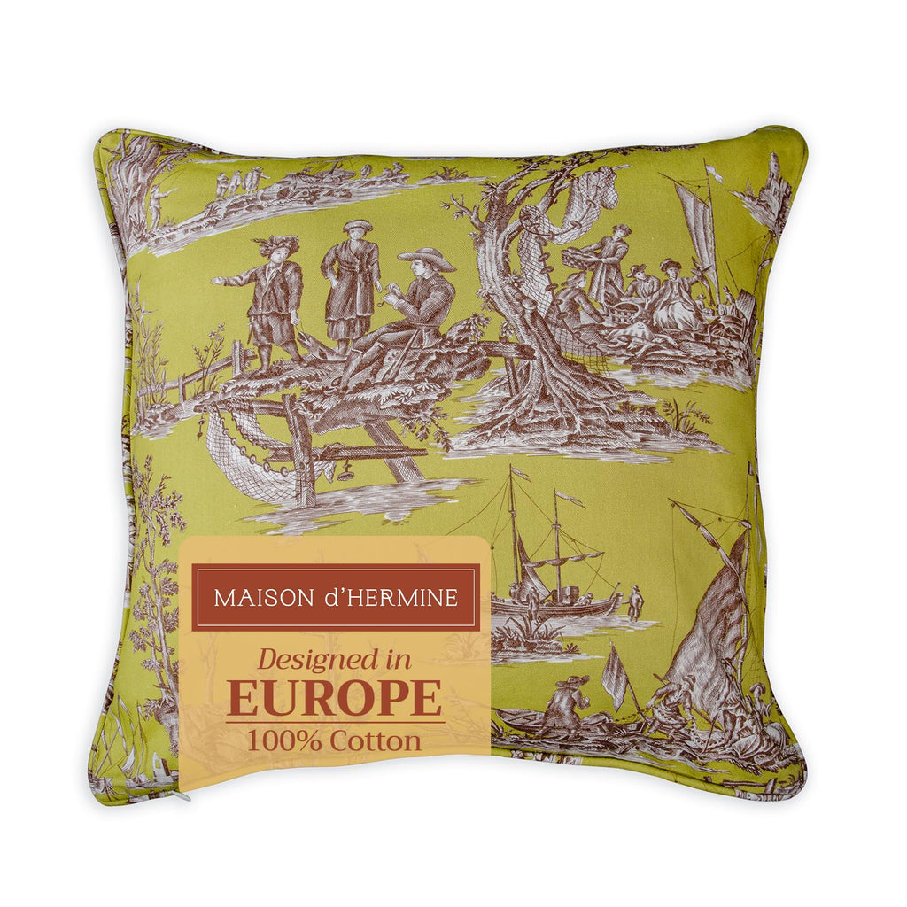 Maison D' Hermine Calais - Celery 100% Cotton Decorative Pillow Cover For Couch Sofa Cushion Covers Bedroom Home Living Room (20