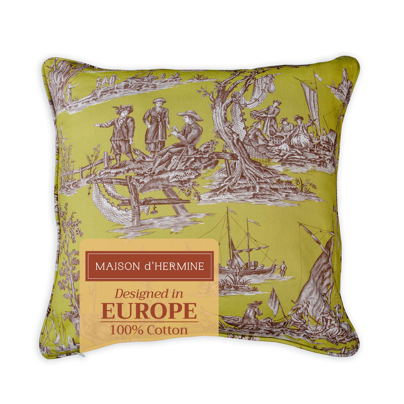 Maison D' Hermine Calais - Celery 100% Cotton Decorative Pillow Cover For Couch Sofa Cushion Covers Bedroom Home Living Room (20