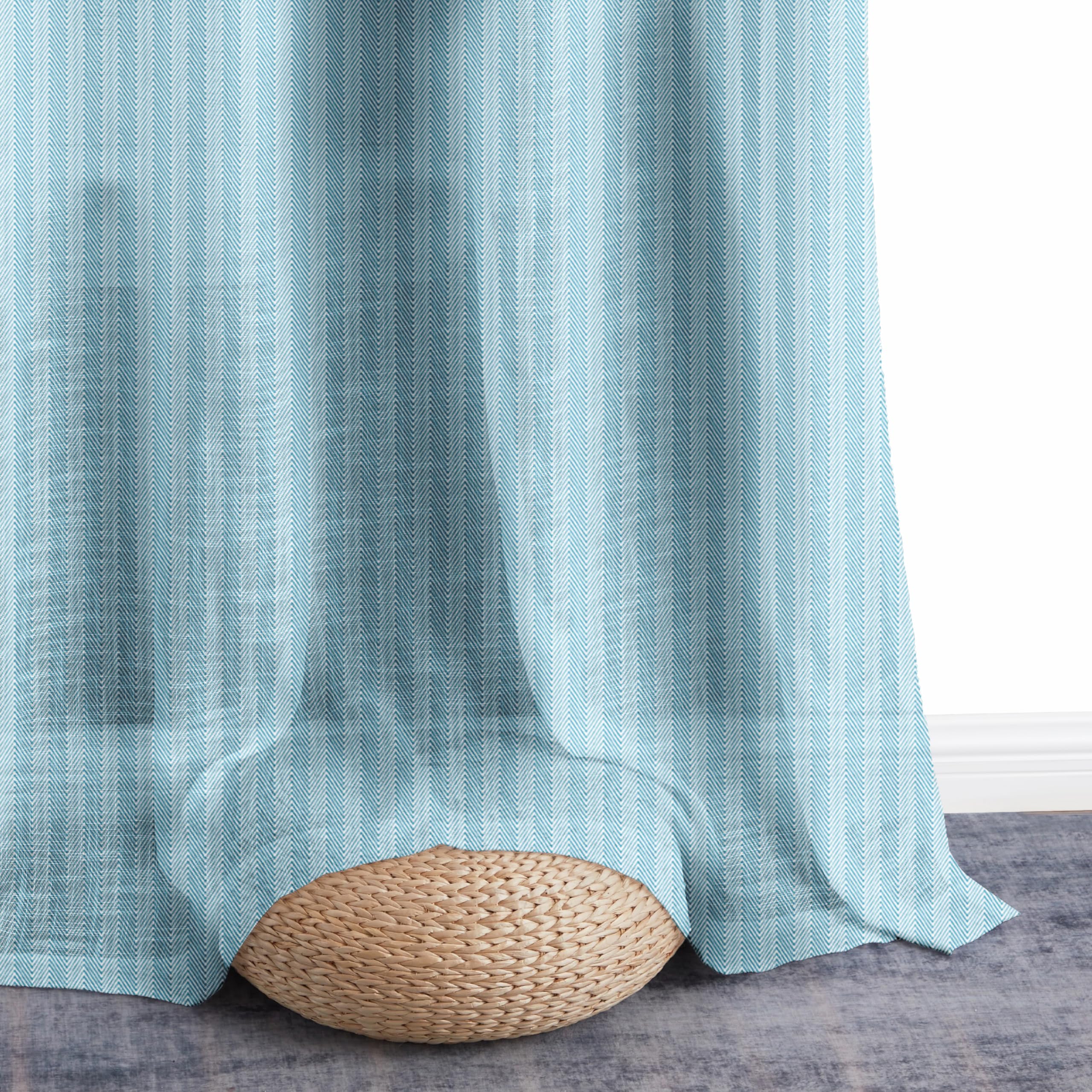 Story@Home Long Door Curtains 9 Feet Long Set Of 2 | Herringbone Print | Semi Transparent Curtain | Net Curtains | Sheer Curtain