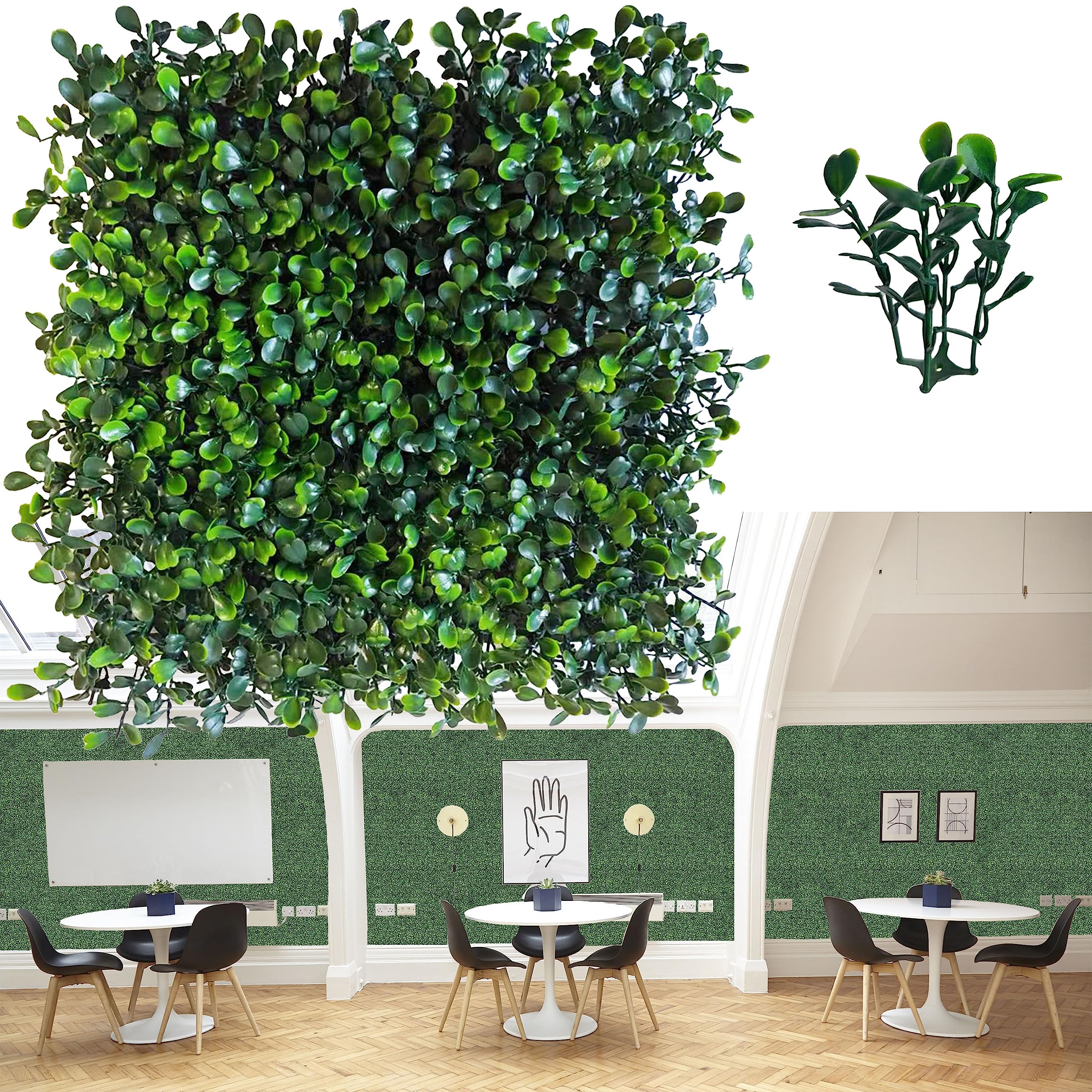 ODTORY Artificial Grass Wall Backdrop Panels,10 X 10 in 12P(8.4 sqft) UV-Anti Greenery Boxwood Panels for Indoor Outdoor Green W