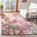SAFAVIEH Madison Collection 5 Square Grey / Red MAD425R Boho Abstract Distressed Non-Shedding Living Room Bedroom Area Rug