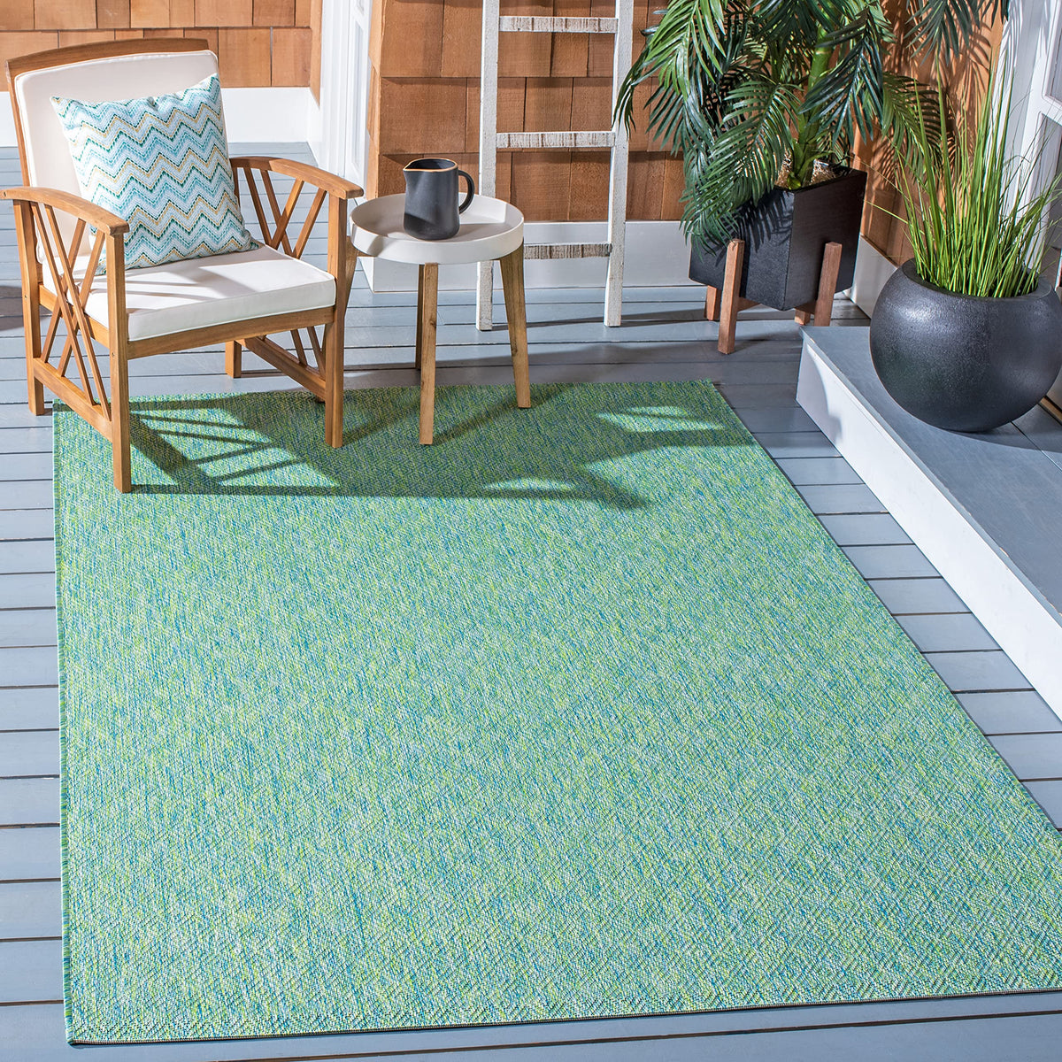 Safavieh Courtyard Collection 8' X 10' Green/Blue Cy8521 Indoor/ Outside Waterproof Easy Cleansingpatio Backyard Mudroom Area Mat