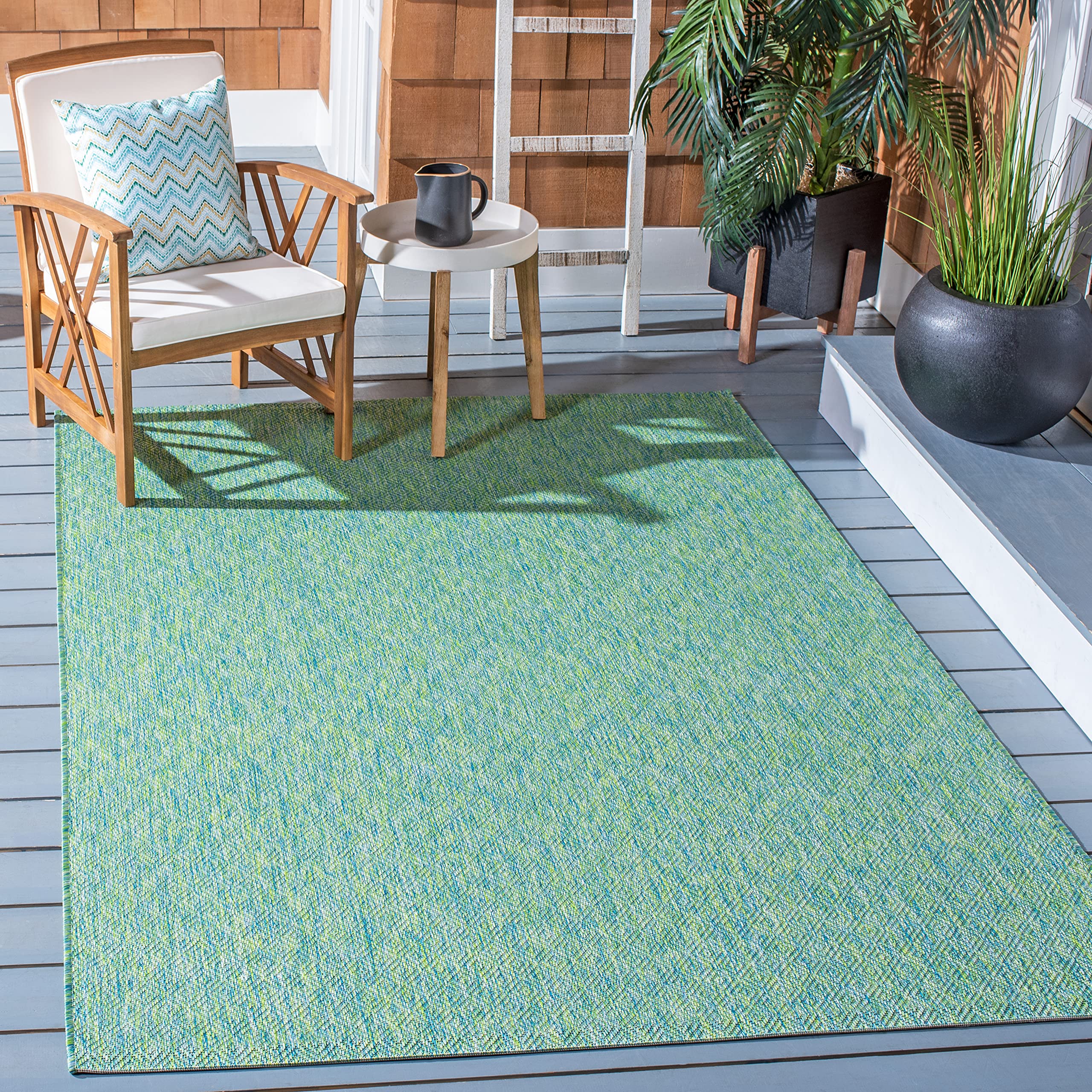 SAFAVIEH Courtyard Collection Area Rug - 67 x 96, Green & Blue, Non-Shedding & Easy Care, Indoor/Outdoor & Washable-Ideal for 