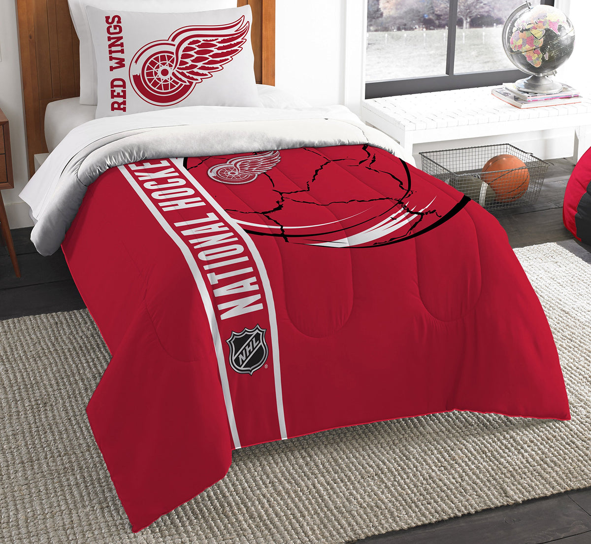 The Northwest Company NHL Detroit Red Wings Comforter and Sham Set, Twin, Draft