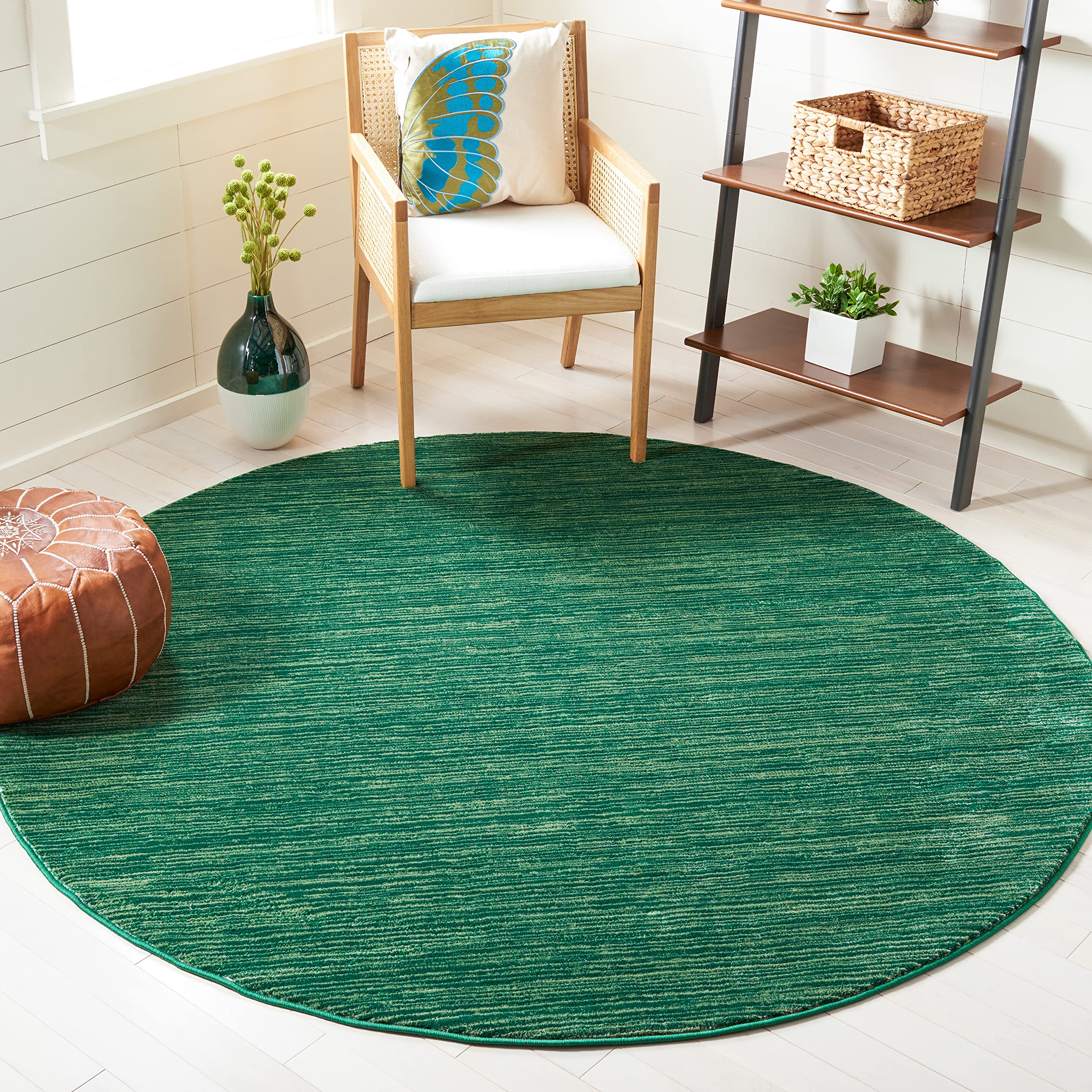 SAFAVIEH Vision Collection 67 Round Dark Green VSN606Y Ombre Tonal Chic Entryway Foyer Living Room Bedroom Kitchen Area Rug
