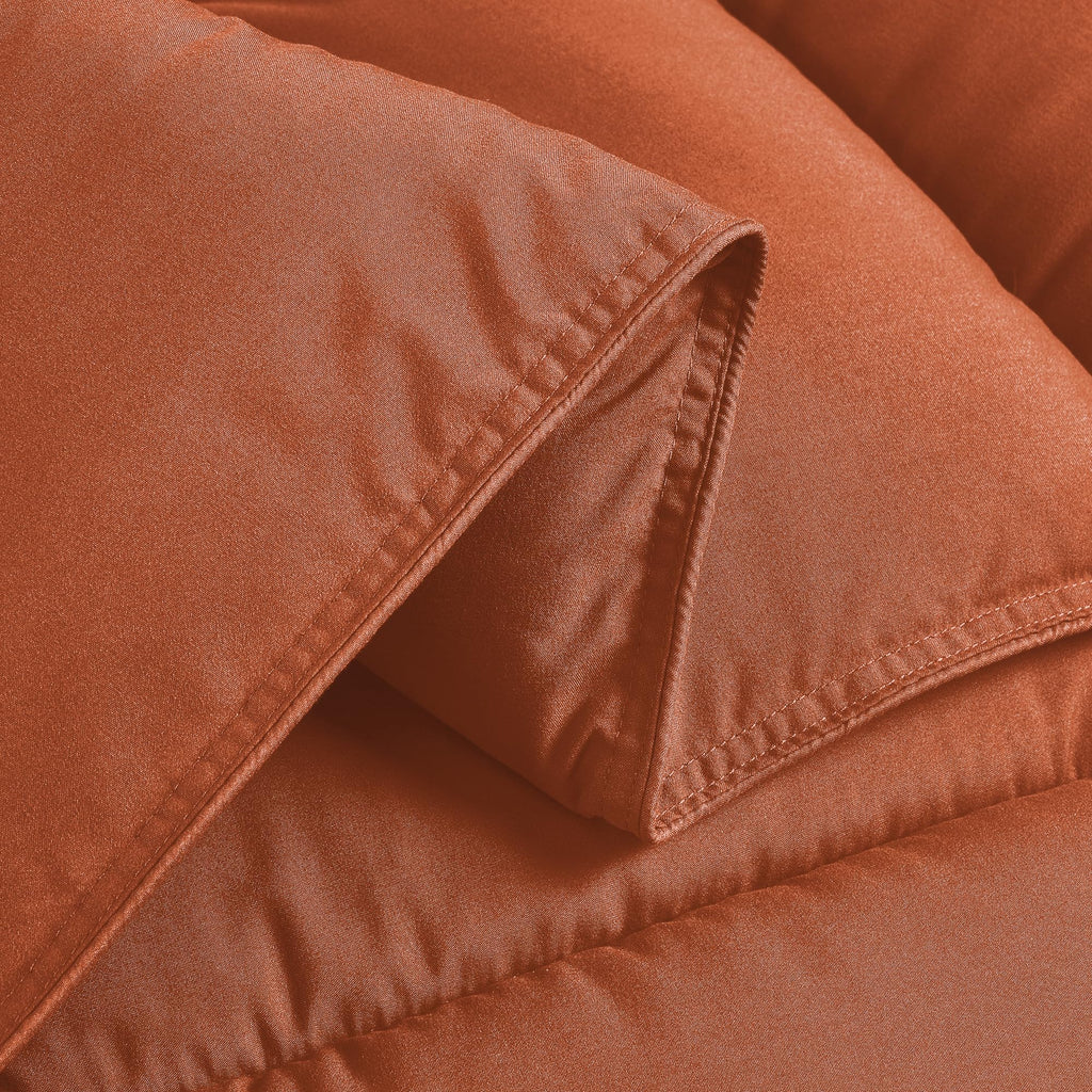Chezmoi Collection Rust Orange Down Alternative Comforter King - 3-Piece Lightweight Comforter Set - All Seasons Microfiber Comf