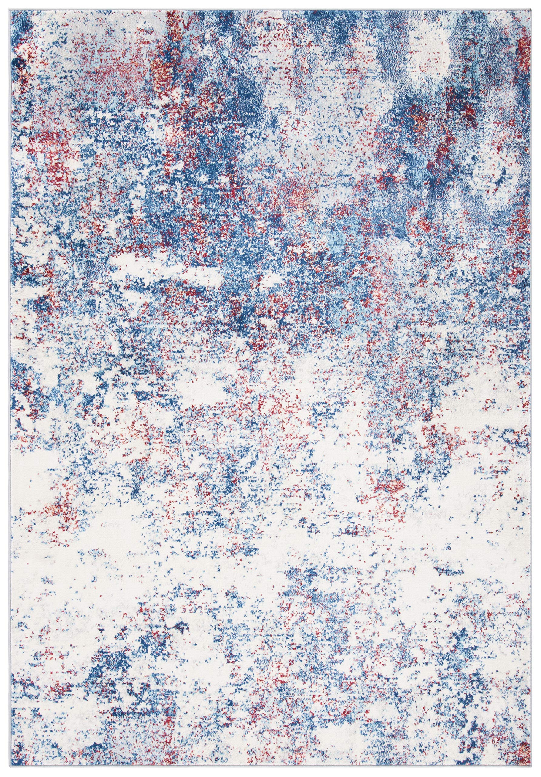 SAFAVIEH Brentwood Collection Accent Rug - 2 x 4, Navy & Red, Modern Abstract Design, Non-Shedding & Easy Care, Ideal for High