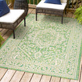 Jonathan Y Smb101H-4 Sinjuri Medallion Textured Weave Indoor Outdoor Area Rug, Bohemian Traditional Transitional Easy Cleaning,B