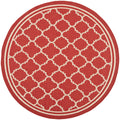 SAFAVIEH Courtyard Collection 4 Round Red/Bone CY6918 Trellis Indoor/ Outdoor Splashproof Easy Scrubbing Patio Backyard Mudroom