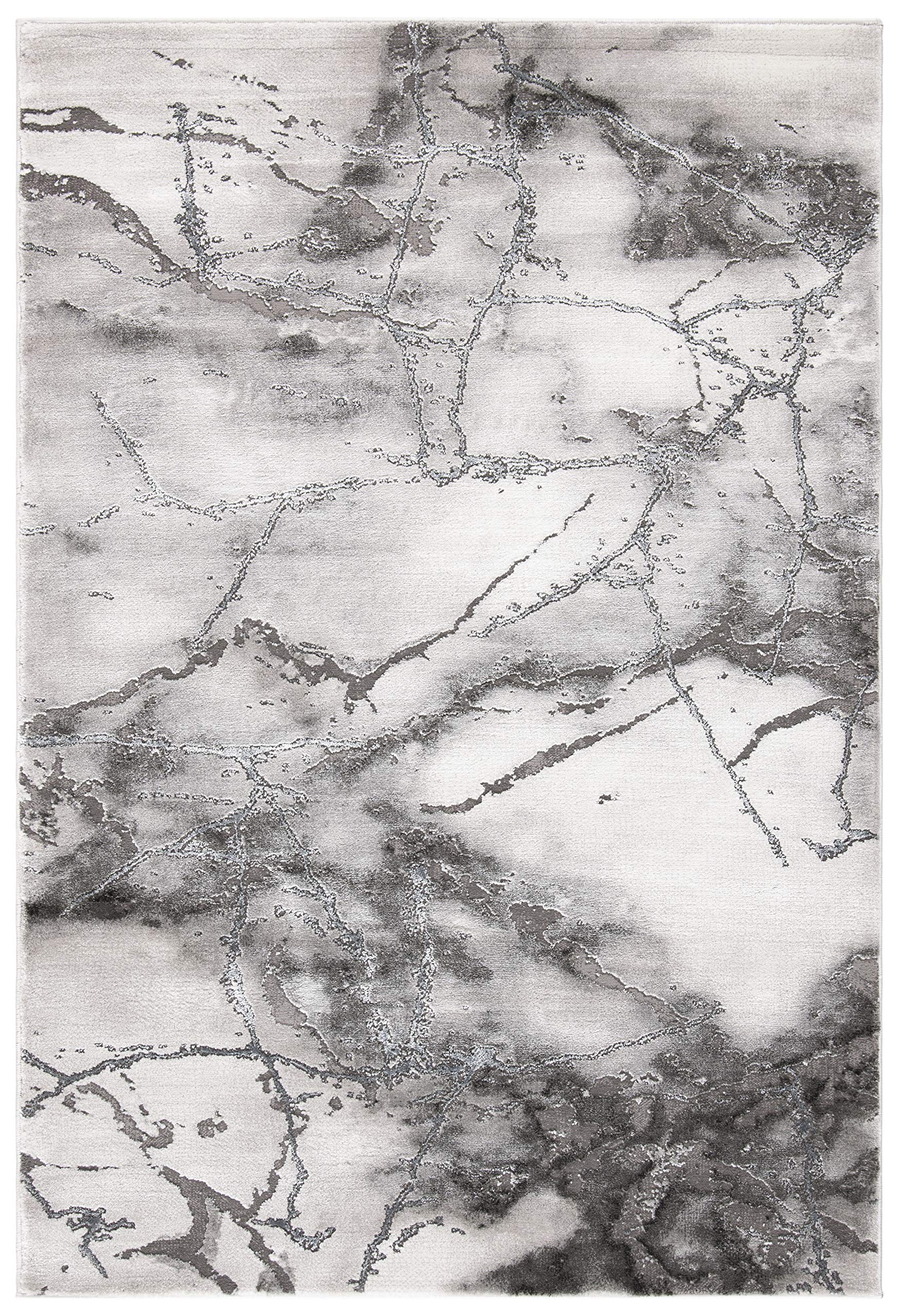 SAFAVIEH Craft Collection Accent Rug - 23 x 4, Grey & Silver, Modern Abstract Design, Non-Shedding & Easy Care, Ideal for High