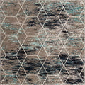 Unique Loom Trellis Frieze Collection Area Rug - Geometric (7 Square, Blue Multi/ Ivory)