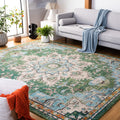 SAFAVIEH Madison Collection Area Rug - 9 x 12, Green & Turquoise, Boho Chic Medallion Distressed Design, Non-Shedding & Easy C