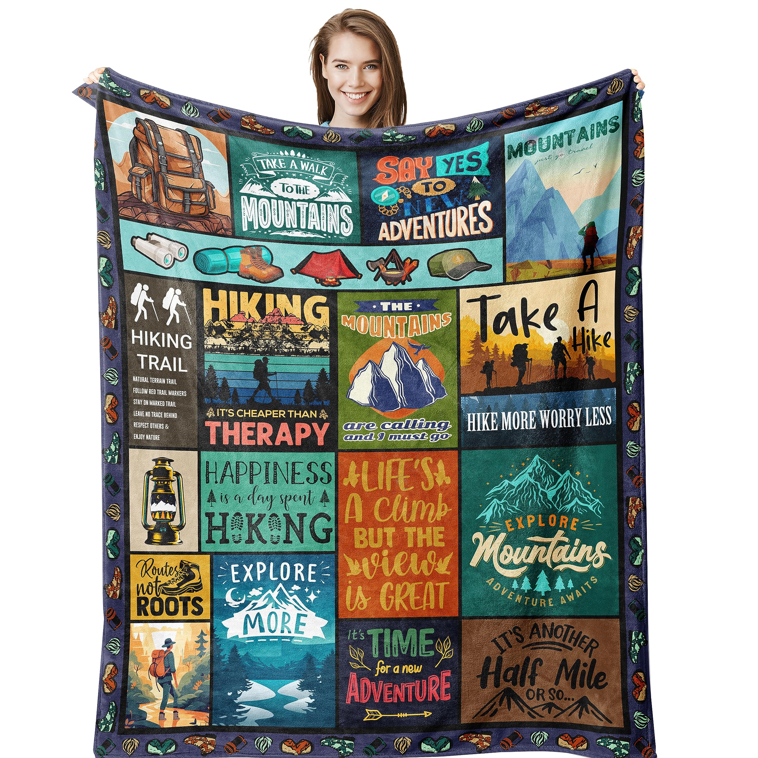 Amonee-Yl Hiking Gifts, Gifts For Hikers, Hiking Gifts For Women, Hiking Gifts For Men, Hiker Blanket 50'X60', Hiking Lovers G
