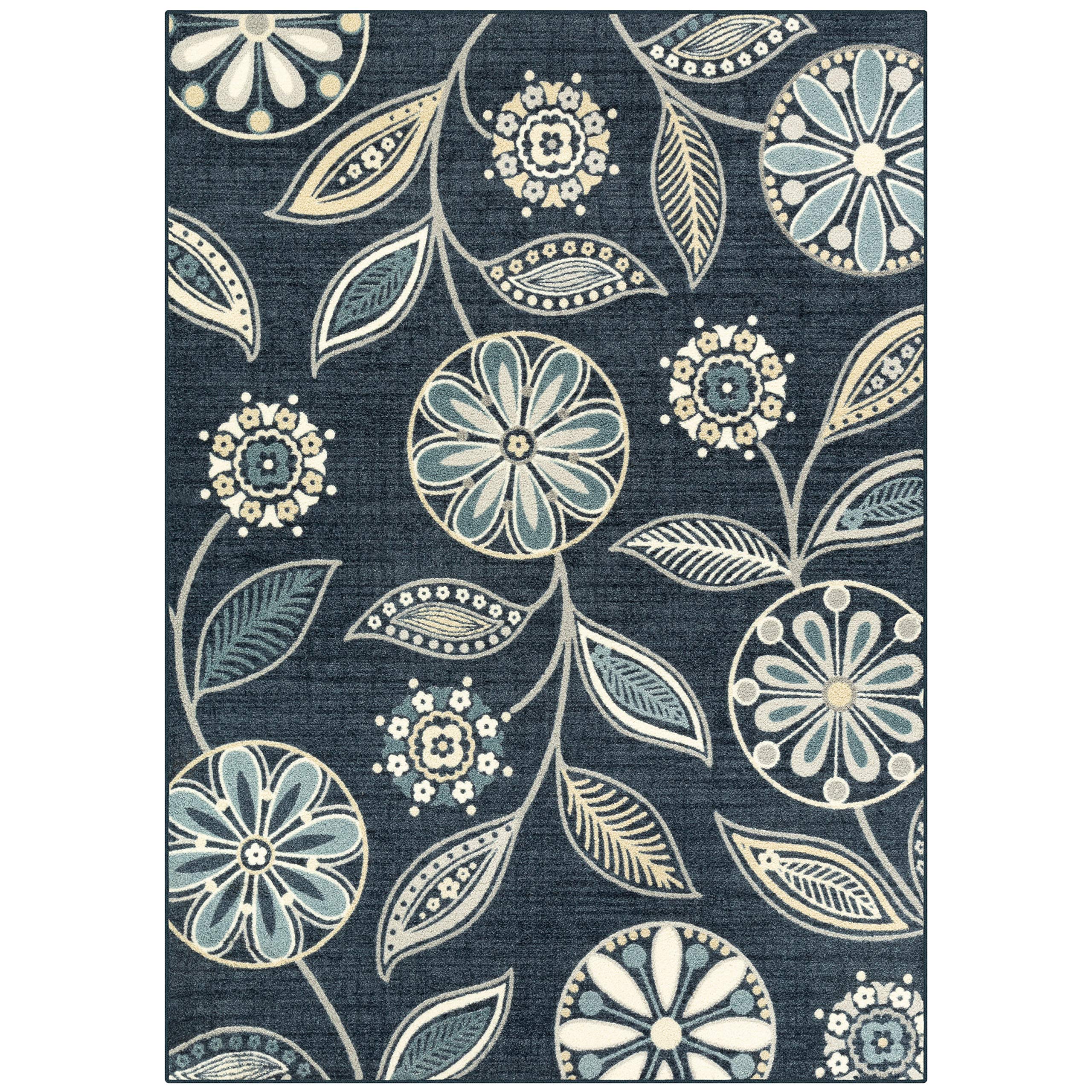 Maples Rugs Reggie Floral Area Rugs for Living Room & Bedroom [Made in USA], 5 x 7, Persian Blue