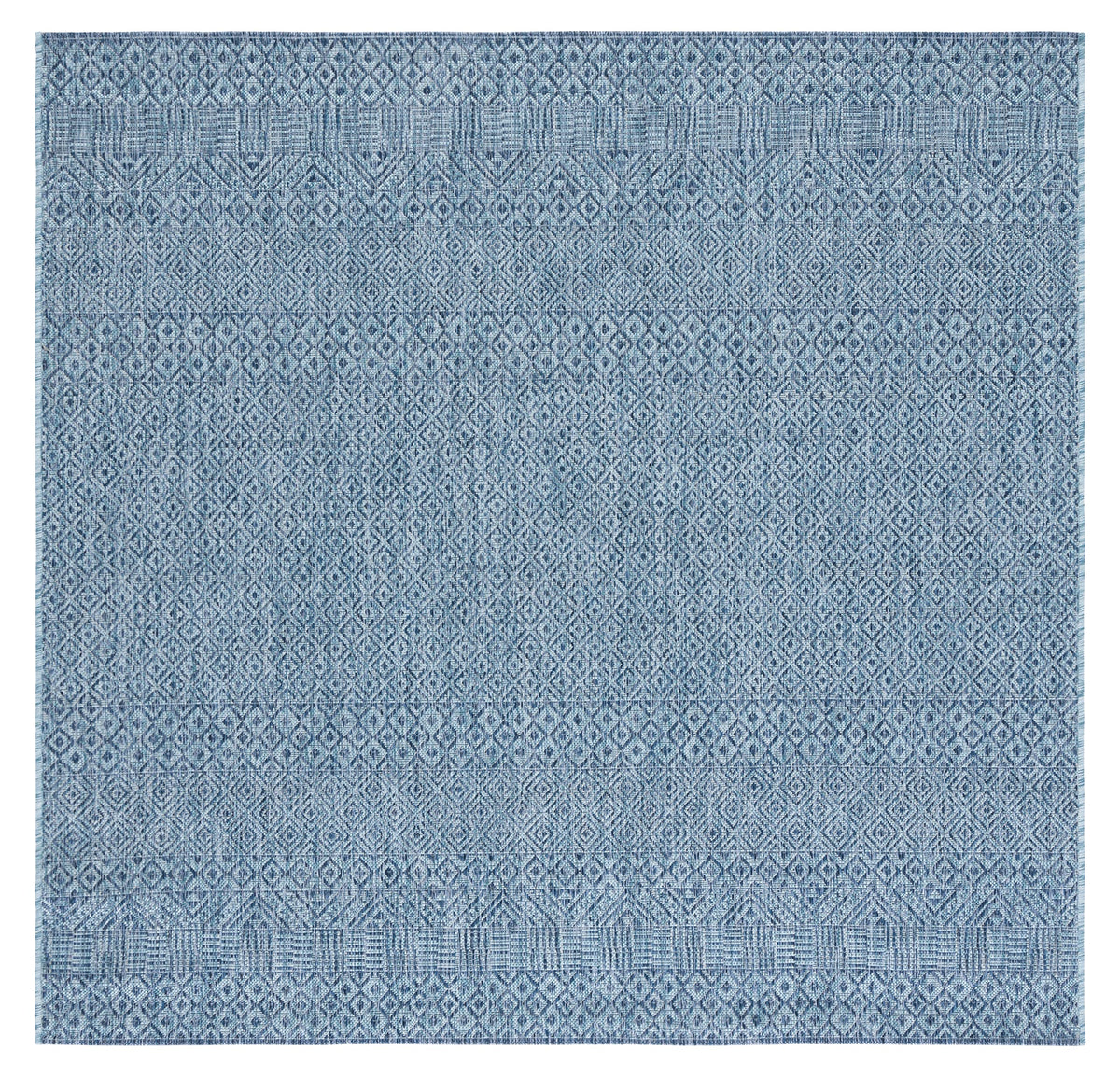 Safavieh Courtyard Collection 6'7' Square Aqua/Navy Cy8235 Indoor/ Outside Waterproof Easy Cleansingpatio Backyard Mudroom Area Mat