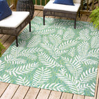 Jonathan Y Smb119G-5 Nevis Palm Frond Indoor Outdoor Area-Rug, Coastal Casual Country & Floral Easy-Cleaning,Bedroom,Kitchen,Backyard,Patio,Non Shedding, 5 X 8, Cream/Green