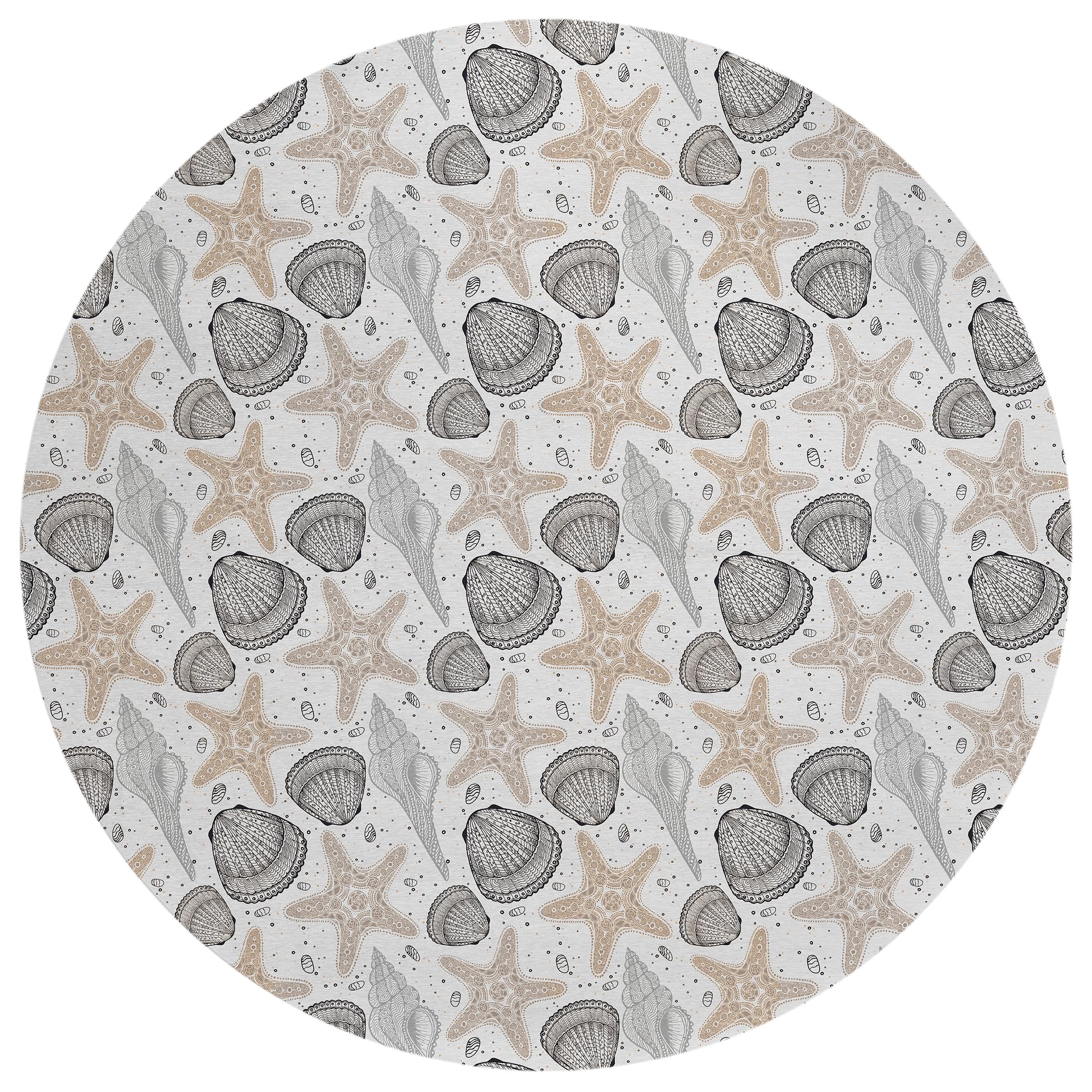 Addison Rugs Surfside Asr34 Fog 8' X 8' Indoor Outdoor Round Rug, Easy Clean, Machine Washable, Non Shedding, Bedroom, Living Room, Dining Room, Kitchen, Patio Rug