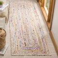 SAFAVIEH Cape Cod Collection Runner Rug - 23 x 10, Beige & Multi, Handmade Boho Braided Jute & Cotton, Ideal for High Traffic 
