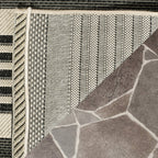 Safavieh Courtyard Collection Area Rug - 9' X 12', Black & Bone, Stripe Design, Non-Shedding & Easy Care, Indoor/Outdoor & Washa