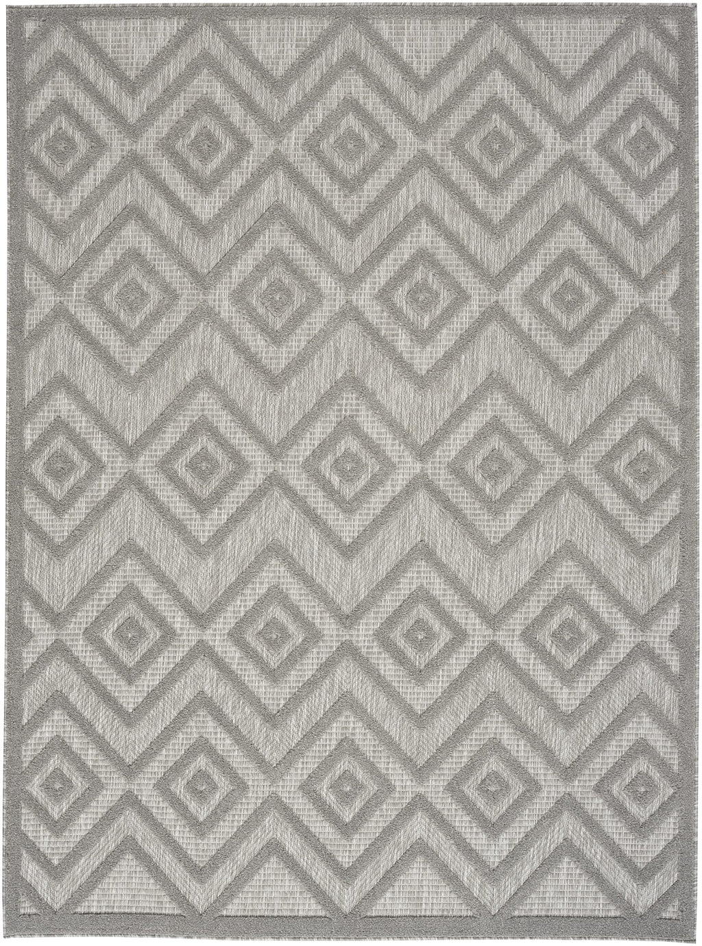 Nourison Versatile Indoor/Outdoor Silver Grey 4' X 6' Area Rug, Easy Cleaning, Non Shedding, Bed Room, Living Room, Dining Room, Deck, Backyard, Patio, High Traffic Area (4X6)