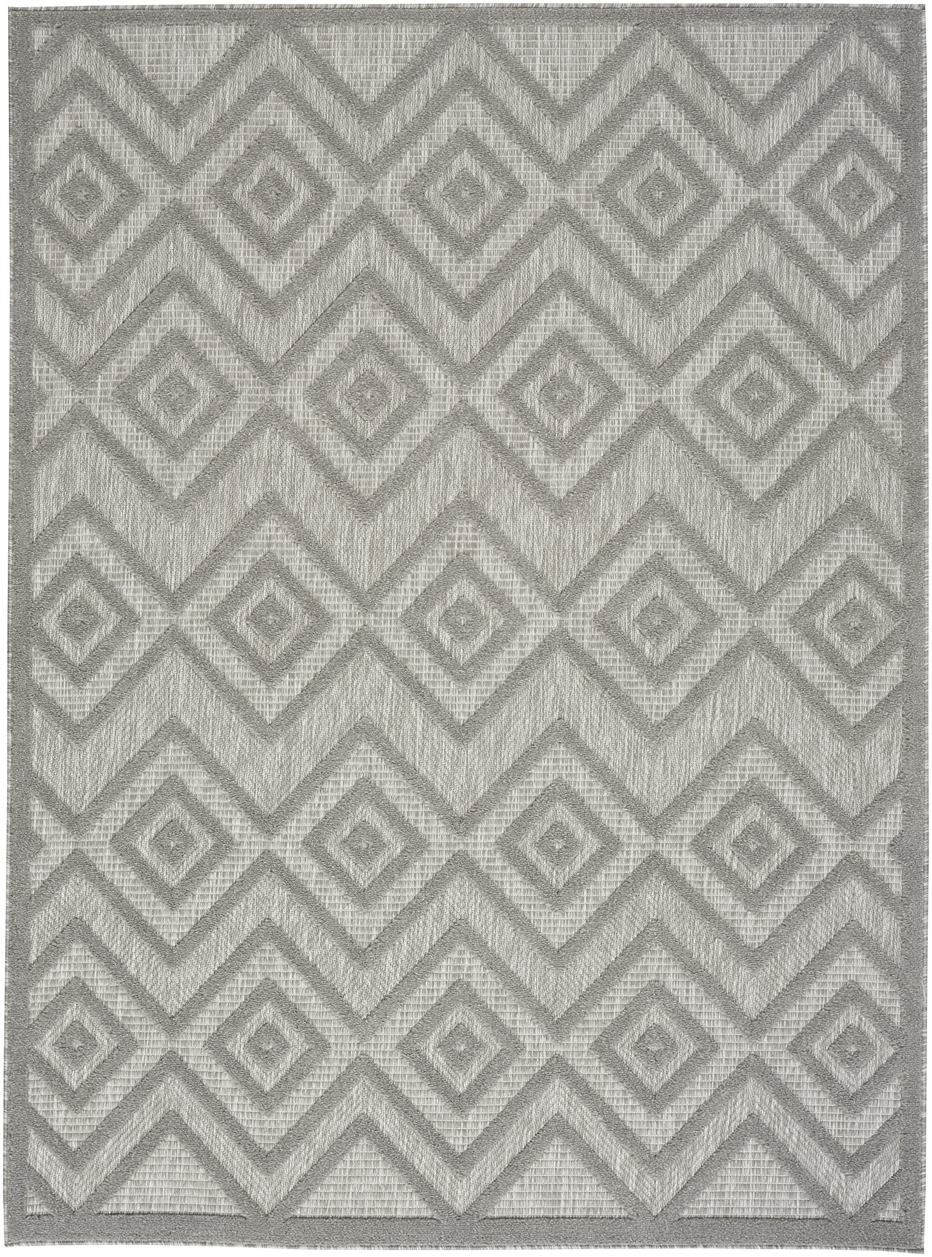 Nourison Versatile Indoor/Outdoor Silver Grey 4' X 6' Area Rug, Easy Cleaning, Non Shedding, Bed Room, Living Room, Dining Room, Deck, Backyard, Patio, High Traffic Area (4X6)