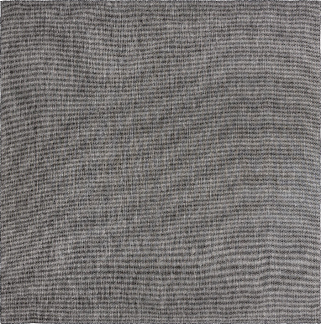 Unique Loom Collection Casual Transitional Solid Heathered Indoor/Outdoor Flatweave Area Rug (13' Square, Black/Ivory)