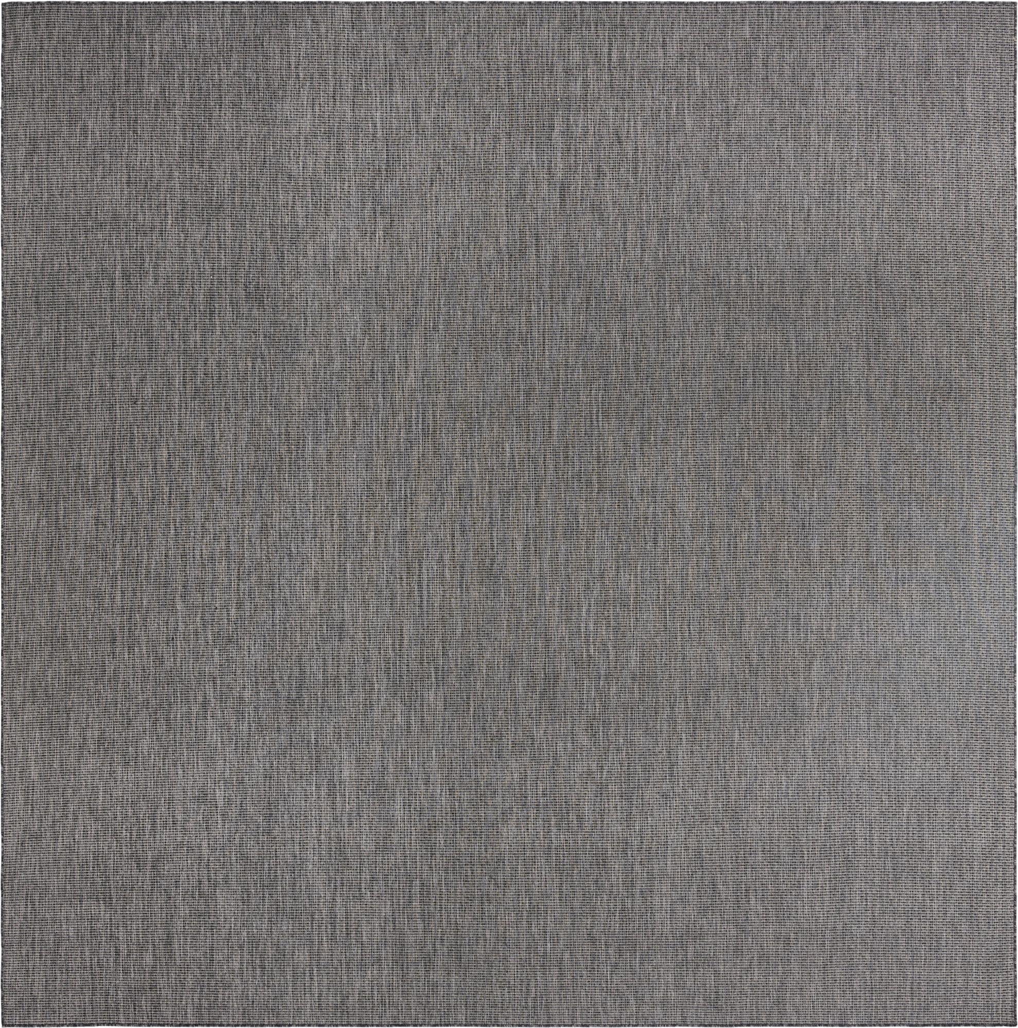 Unique Loom Collection Casual Transitional Solid Heathered Indoor/Outdoor Flatweave Area Rug (13' Square, Black/Ivory)