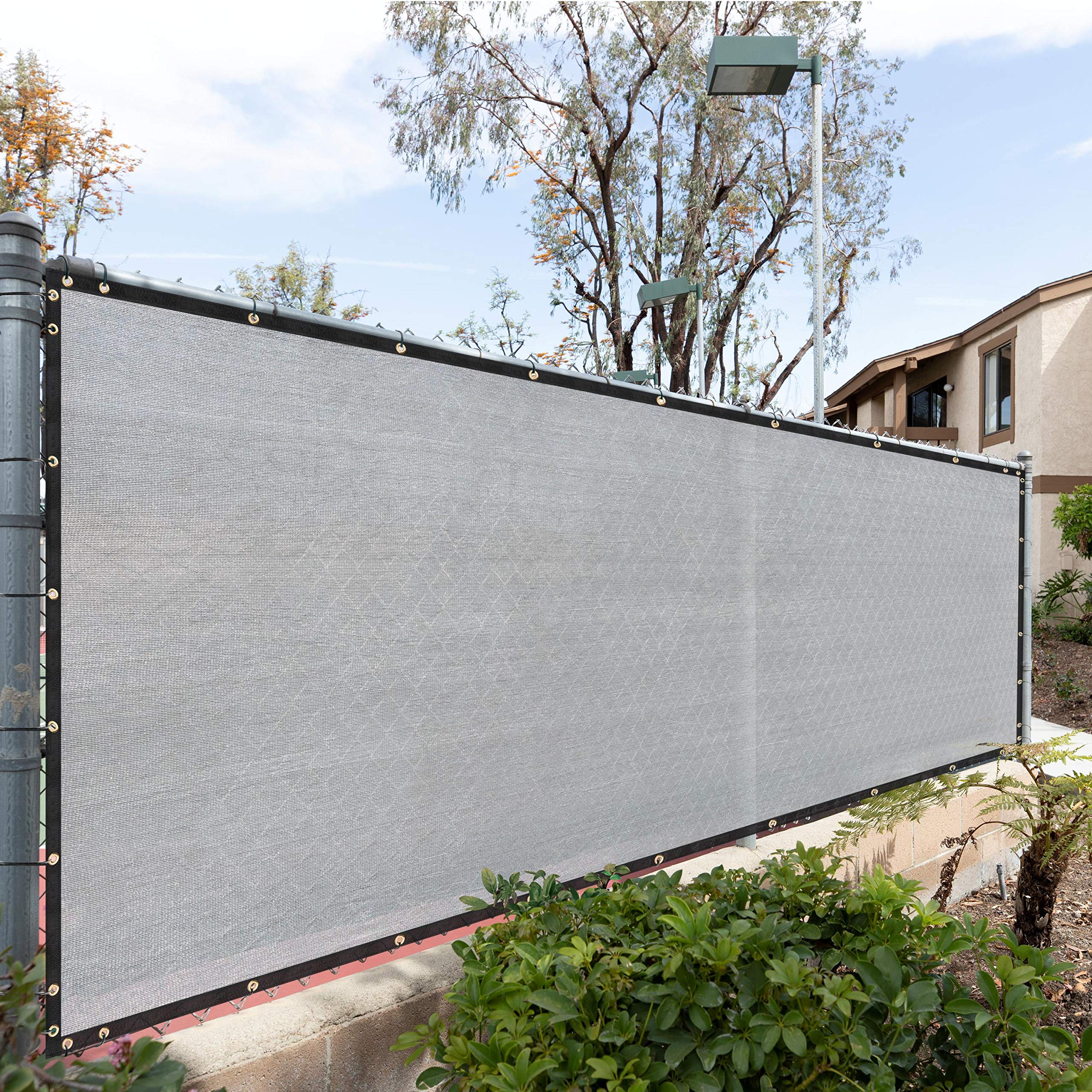 Royal Shade 4' X 50' Grey Fence Privacy Screen Windscreen Cover Netting Mesh Fabric Cloth - Cable Zip Ties Included - We Make Cu