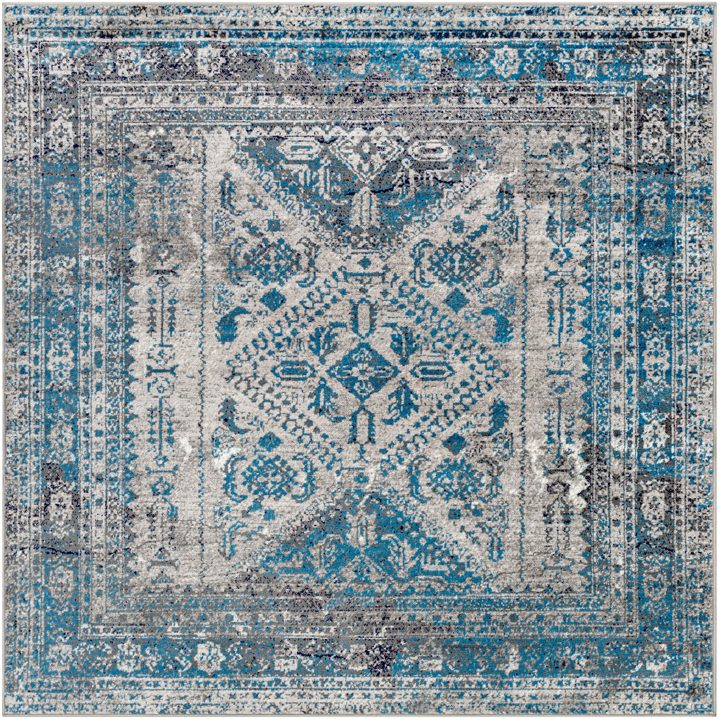 Livabliss Desta Vintage Oriental Area Rug,6'7'' Square,Blue/Grey