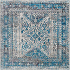 Livabliss Desta Vintage Oriental Area Rug,6'7'' Square,Blue/Grey