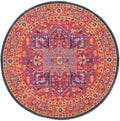 SAFAVIEH Evoke Collection Area Rug - 3 Round, Fuchsia & Orange, Oriental Medallion Distressed Design, Non-Shedding & Easy Care,