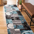 Rugshop Contemporary Abstract Circle Design Soft Area Rug 2' x 10' Gray