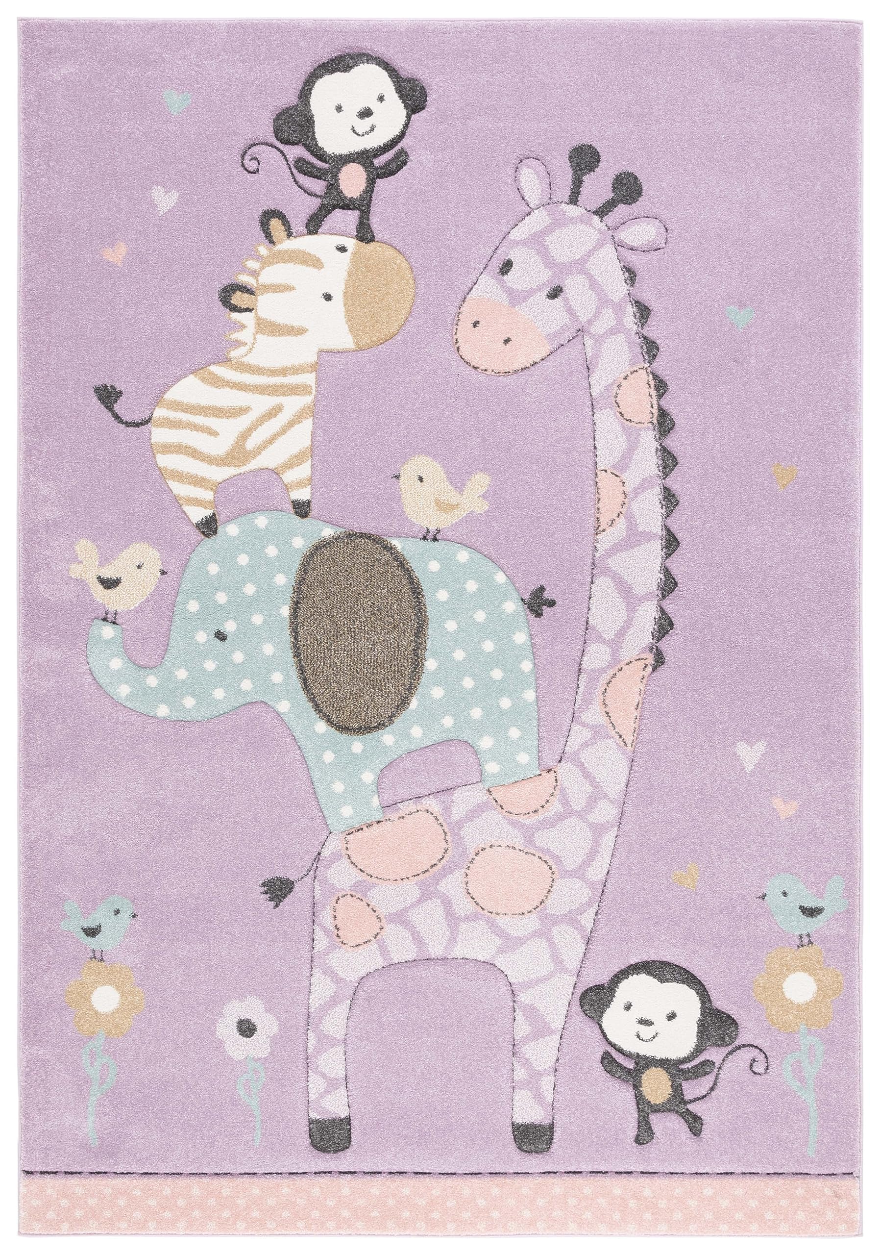 SAFAVIEH Carousel Kids 100 Collection Area Rug - 33 x 53, Purple, Transitional Design, Stain Resistant, Ideal for High Traffic