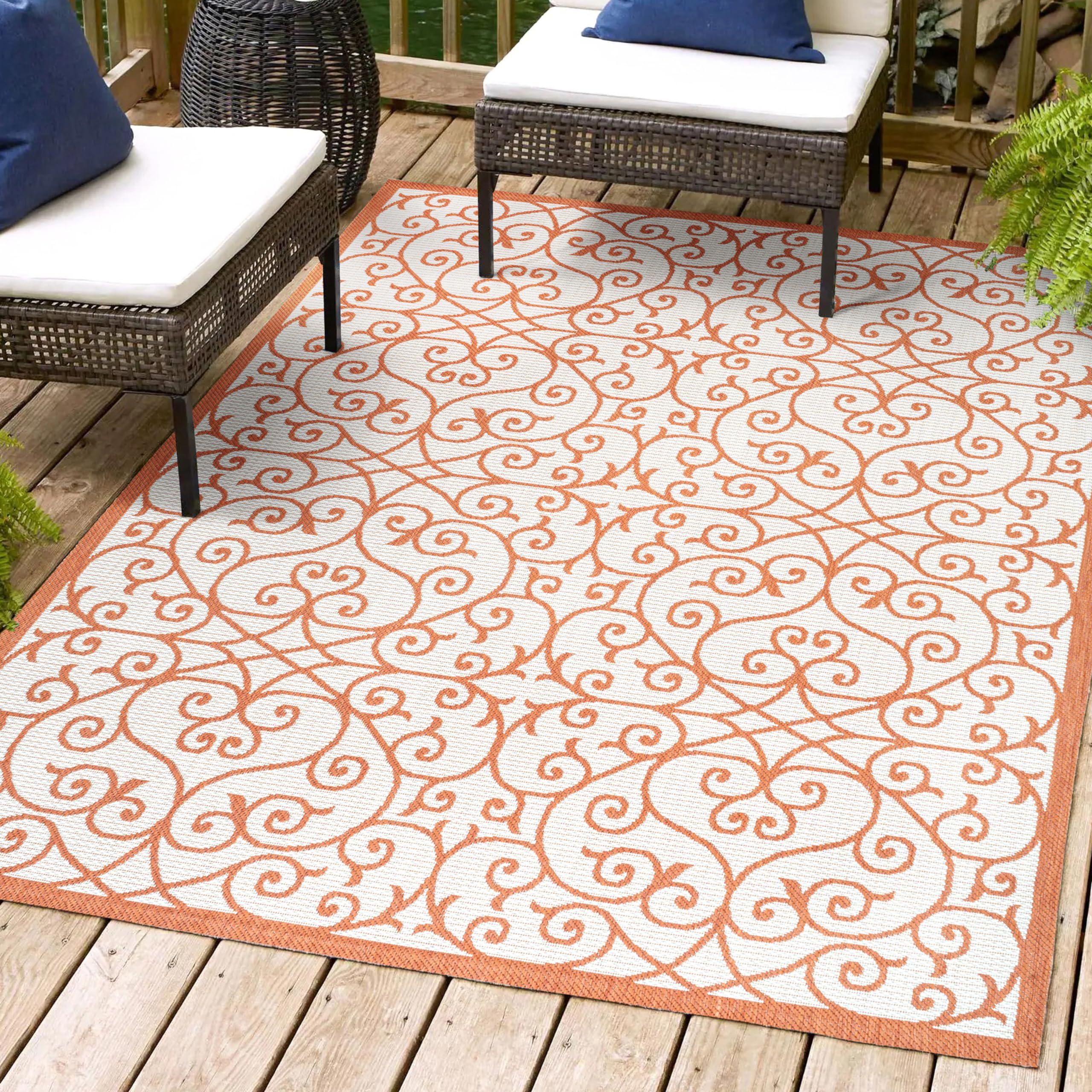 Jonathan Y Smb107L-9 Madrid Vintage Filigree Textured Weave Indoor Outdoor Area Rug, Classic Traditional Transitional Easy Clean