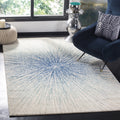 SAFAVIEH Evoke Collection 51 Square Royal / Ivory EVK228A Abstract Burst Non-Shedding Living Room Bedroom Area Rug