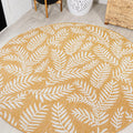 Jonathan Y Smb119C-5R Nevis Palm Frond Indoor Outdoor Area Rug, Coastal, Casual, Country Easy Cleaning,Bedroom,Kitchen,Backyard,Patio,Non Shedding, Yellow/Cream, 5' Round