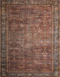 Loloi LAYLA Collection, LAY-01, Brick / Blue, 2-0 x 5-0, .13 Thick, Accent Rug, Soft, Durable, Vintage Inspired, Distressed, L