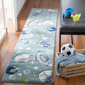 SAFAVIEH Carousel Kids Collection Runner Rug - 23 x 10, Teal & Ivory, Non-Shedding & Easy Care, Ideal for High Traffic Areas f