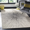 SAFAVIEH Evoke Collection 67 Square Black/Ivory EVK228K Abstract Burst Non-Shedding Living Room Bedroom Dining Home Office Area