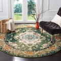 SAFAVIEH Monaco Collection Area Rug - 10 Round, Forest Green & Light Blue, Medallion Distressed Design, Non-Shedding & Easy Car