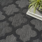 Nourison Easy Care Moroccan Charcoal/Black 6' X 9' Area Rug, Trellis, Easy Cleaning, Non Shedding, Bed Room, Living Room, Dining Room, Backyard, Deck, Patio (6X9)