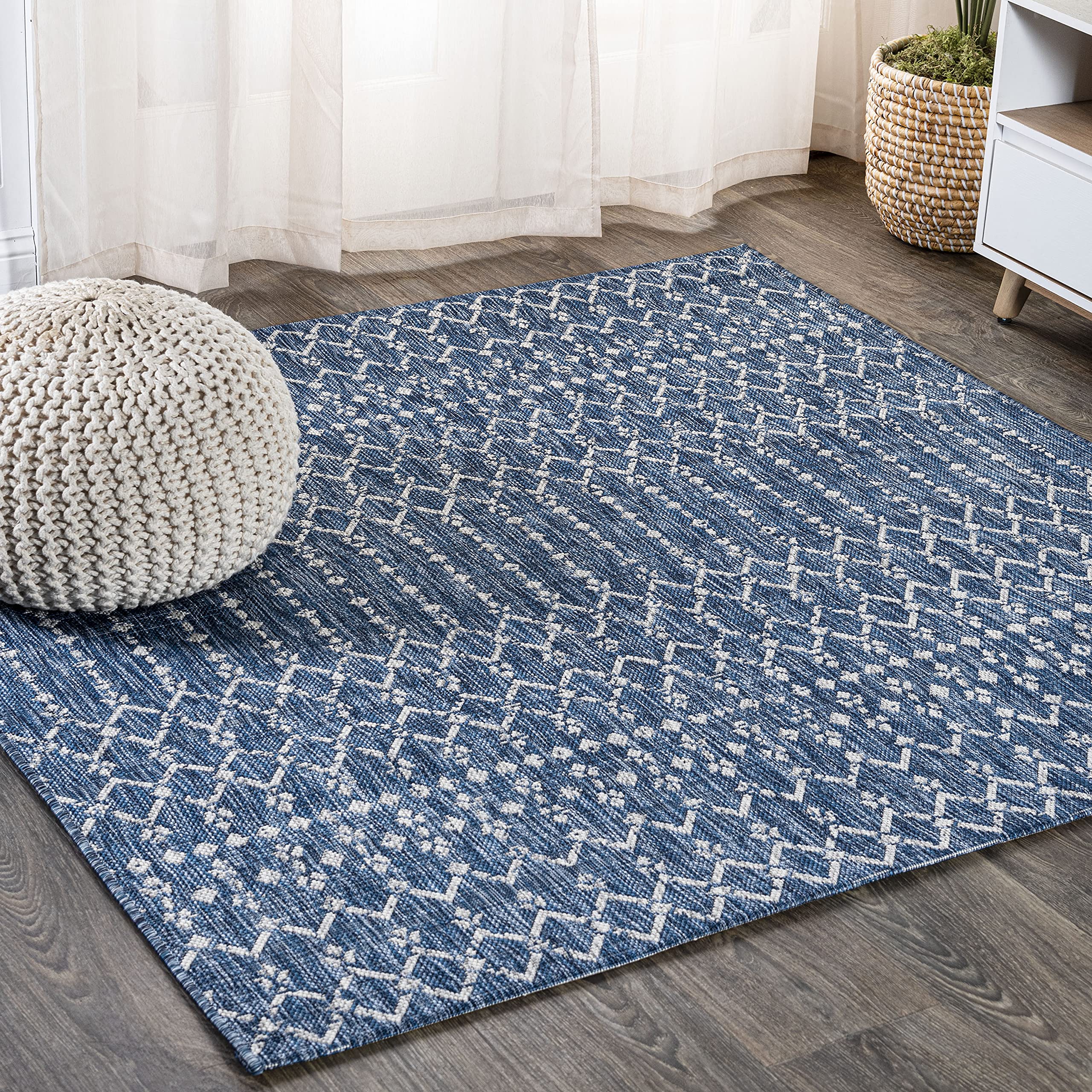 Jonathan Y Smb108B-3Sq Ourika Moroccan Geometric Textured Weave Indoor/Outdoor Area Rug, Bohemian, Scandinavian For Bedroom, Kit