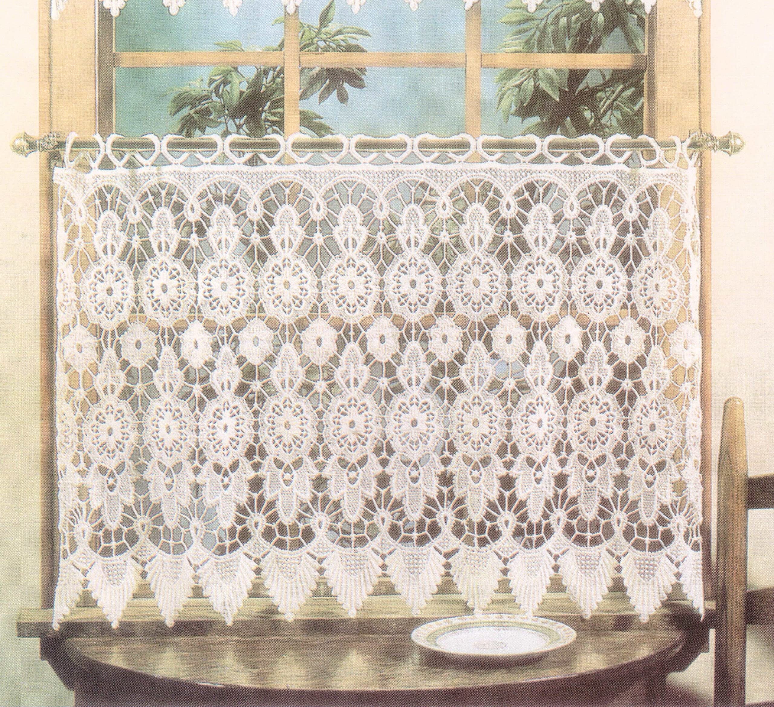 Todays Curtain Medallion Macram   Tier 24,Ecru, 35W x 24L