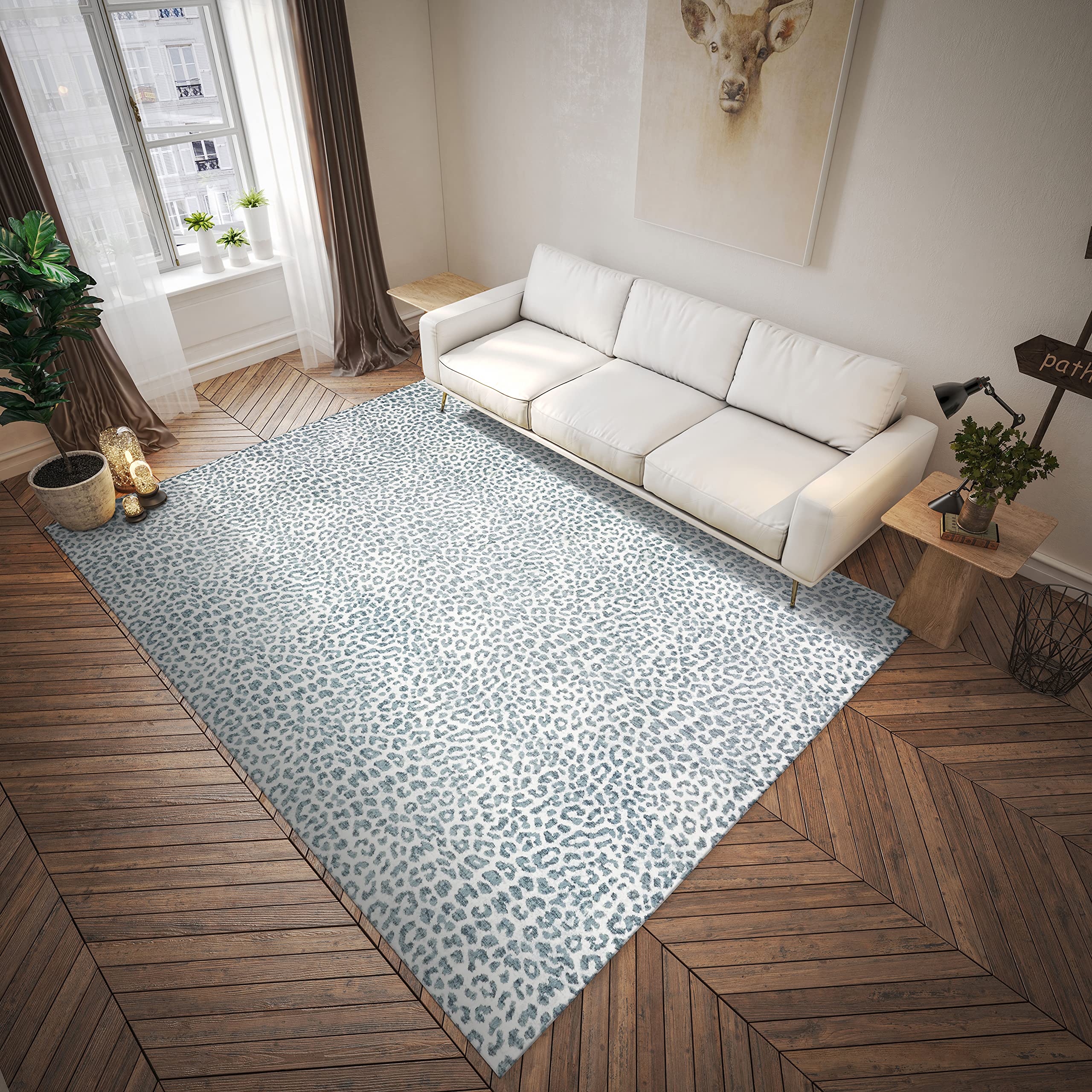 Dalyn Rugs Akina Leopard Animal Print Ak2 Faux Fur Flannel 2'3" X 7'6"